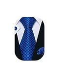 Barry.Wang, set di cravatta, gemelli e pochette da uomo, motivo originale, materiale: seta Blue Taglia unica