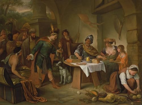 Cuadro de lienzo decorativo de alta calidad con arte clásico de Jan Steen en 60x90cm