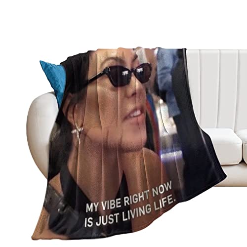 LILHXIU® Lustige Decke My Vibe Right Now is Just Living Life, weicher Plüsch-Überwurf, super Flauschige, warme, leichte Thermo-Fleece-Decke für Couch, Bett, Sofa, die ganze Saison 80x120cm Cover