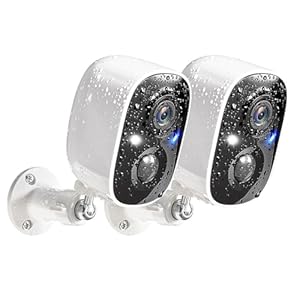 GMK Security Cameras Wireless Outdoor, 2K Color Night Vision AI Motion Detection 2-Way Talk Battery Powered WiFi Home Indoor Camera IP65 Weatherproof Spotlight Siren Alarm Cloud/SD Storage 2-Pack