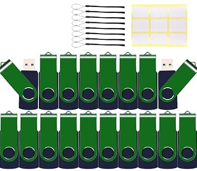 20-Pack 8GB USB 2.0 Flash Drives,XUANREG Thumb USB Drives with 20pack Lanyards Green USB Drive Bulk (8GB,20PCS)