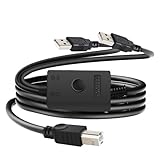 HOXIBSL 14.7FT Printer Cable Splitter 2 in 1 Out,Printers Cable with Toggle Switch for Two Computers Share Printer、Keyboard、Mouse、Scanner、USB External Devices