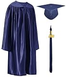 GraduatePro Shiny Kids Graduation Cap Gown 2023 Set for Kindergarten Preschool Toddler Children Navy