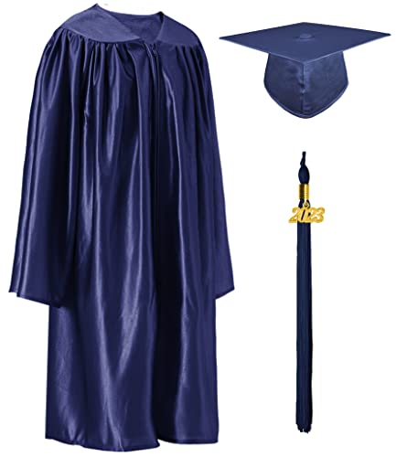 Graduatepro Shiny Kids Graduation Cap Gown 2023 Set For Kindergarten Preschool Toddler Children Navy 27 #TOP5