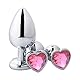 SXOVO Groß + Medium + Klein Analplug Set Luxus Metall Butt Spielzeug Herzförmige Anal Trainer Kristall Butt Plug Kit S & M Erwachsene Homosexuell Anal Plugs Frau Männer Sex Geschenke (Rosa)