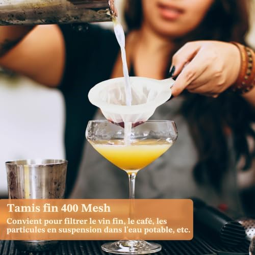 Passoire en maille, 400 mailles, tamis de cuisine en plastique fin avec crochet de poignée, filtre alimentaire pour jus, lait de soja, café – vue 4