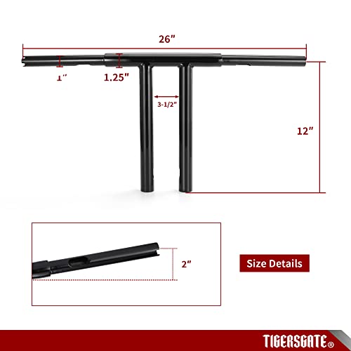 Tigersgate Black 12" 1996-2017 Harley Sportster/Dyna/Softail Narrow T Bars #TOP6
