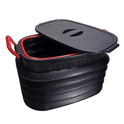 Premier Accessory Group Collapsible Bucket with Lid 4 Gallon Fishing Carrier Water Storage Garden Tote Outdoor Holder, Black