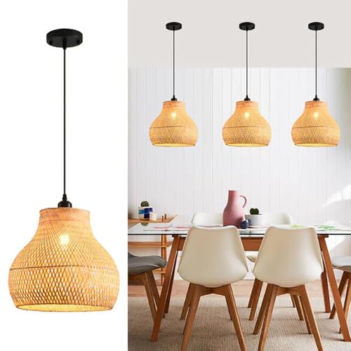 Suspension LED rustique fait main en panier tressé haute qualité