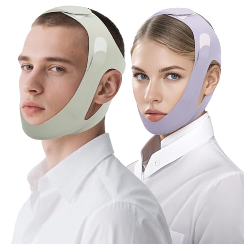 Anti Snore Chin Strap, Snore Stopper with Adjustable Velcro Chin Strap for Sleeping Comfortable Stop Snoring Solution Anti Snoring Devices Breathable and Reusable （Two Couple Outfits） (L)