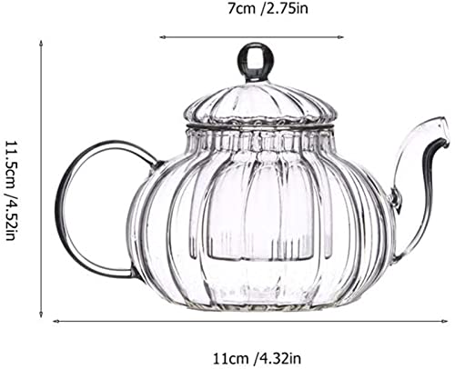 Bule de vidro de abóbora, bule de chá de vidro com infusor Bule de vidro transparente para restauran