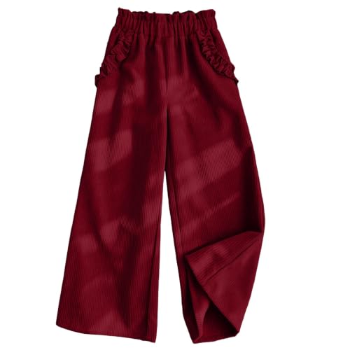 Women Ruffled High‑Waist Corduroy Straight‑Leg Pants Loose Casual Trousers - image 9