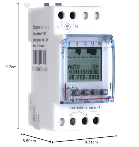 Interrupteur horaire digital Legrand 412654 programmable 1 sortie 16A 2 modules - 6