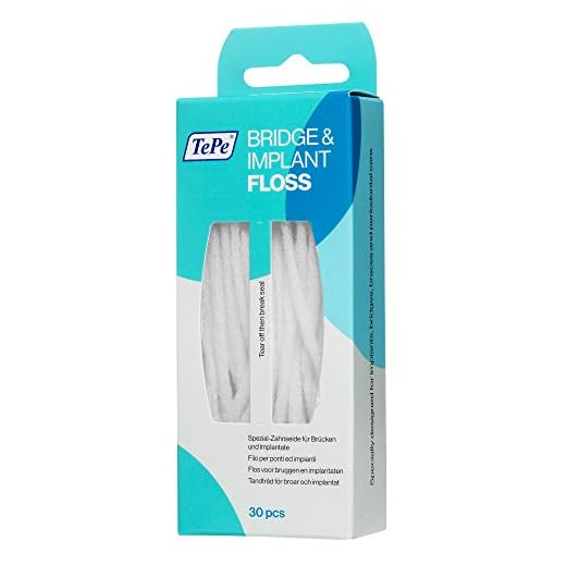 TePe cabeza del cepillo interdental Bridge y Implant Floss Pack de 30 mecha