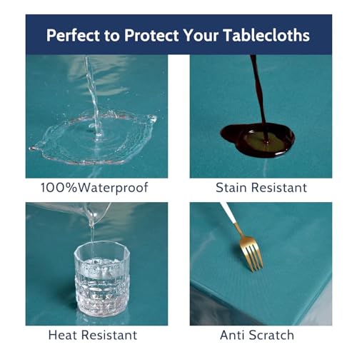 Image of Romanstile 100% Waterproof Clear Plastic Tablecloth, Vinyl Rectangle PVC Table Cloths Protector Spill Oil Proof Wipe Clean Transparent Table Cover for Dining /Camping /Parties - 54 x 78, Crystal Clear