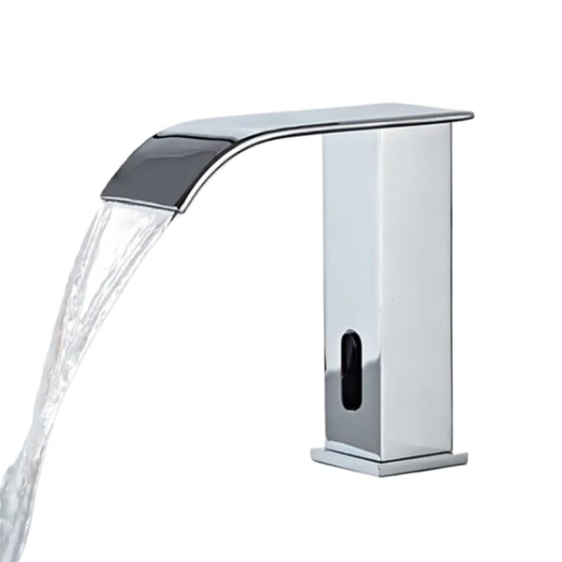Robinet automatique de salle de bain design noir chromé haut de gamme pour vasque moderne