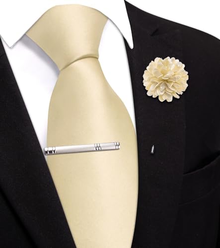 Image of Hi-Tie Pretied Boys Ties Solid Color Kids Adjustable Necktie Lapel Pin Clip Set Age 8-12 Wedding School Graduation