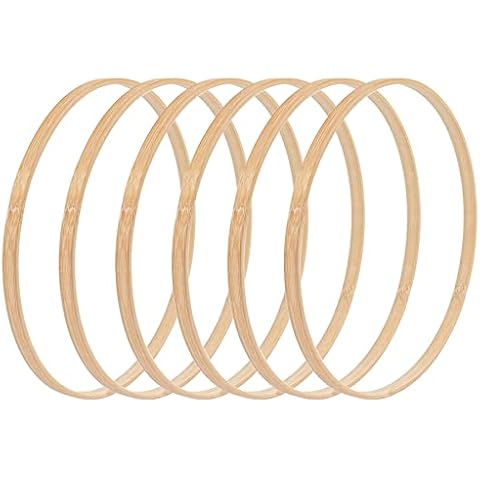 RP Remarkable Power, 6 Pack Wooden Bamboo Floral Hoop 8 Inch Macrame Floral Hoop Rings Wreath Ring for DIY Dream Catcher Wedding Wreath Wall Hanging Decor Cover