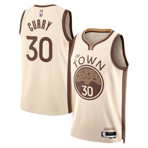 Stephen Curry Golden State Warriors NBA Kids Youth 8-20 Tan City Edition Swingman Jersey (US Numeric 10 12 Regular Tan)