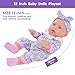 ZQDOLL 12 Inch Baby Dolls with Purple Clothes Set,Washable Doll Accessories Nipple Bottle First Baby Dolls Toy Stuff Playset Gift for Girls Toddlers Kids