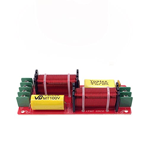 VOANZO 150 W Lautsprecher, Crossover, 2-Wege-Crossover, hohe und niedrige Frequenz, Crossover-Punkt, 2600 Hz, für Hi-Fi-Bücherregal-Lautsprecher, Mittellautsprecher,Gelb