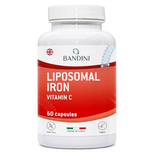 Bandini® Liposomal Iron Complex 30 mg – with Vitamin C, Folic Acid, B12, B6, and A – High Bioavailability, Against Tiredness and Fatigue – 60 Capsules