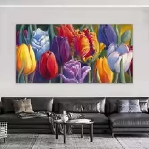 Art mural fleurs colorées impressions sur toile salon design chic - 2