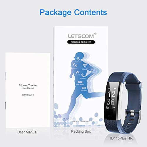 LETSCOM Fitness Tracker HR, Activity Tracker Watch with Heart Rate Monitor, Waterproof Smart Fitness Band with Step Counter, Calorie Counter, Pedometer Watch for Women and Men