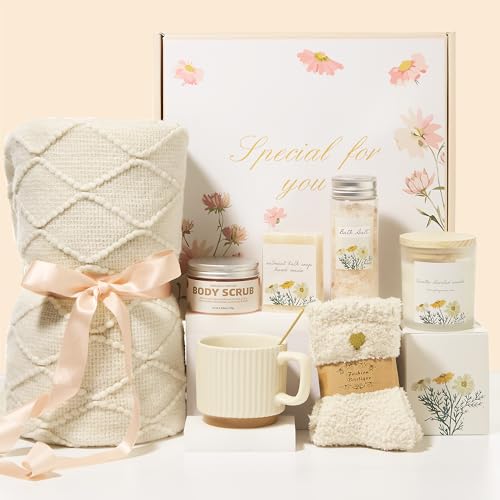 Luxury Spa Gift Basket for Women: Self-Care Box with Body Scrub &...