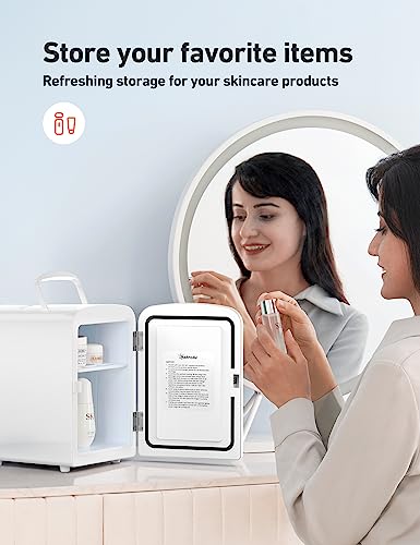 Astroai Mini Fridge, 4 Liter/6 Can Ac/Dc Portable Thermoelectric Cooler And Warmer Refrigerators For Mother's Day Gift, Skincare, Beverage, Home, Office And Car, Etl Listed (White #TOP4
