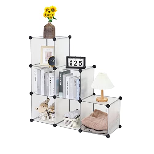 Ycoco Cube Storage Organizer,Grids Bookshelf,Modular Shelving Units, Stackable Bookcase,Plastic Bookshelf,Square Cube Storage 6-Cube Closet Organizer Storage Shelves For Home,Office, Kids Room,White #TOP15