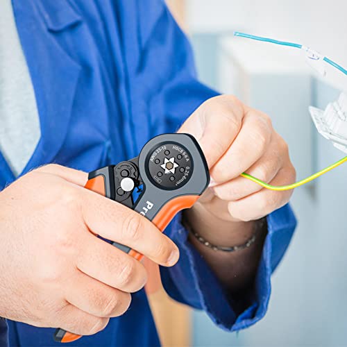 Preciva Ferrule Crimping Tool,0.25-6mm²/AWG23-10 Self-Adjusting Wire Crimper,Ratchet Crimp Tool for Household & Industrial Electrical Work