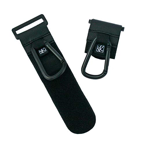 J.L. Childress Clip 'N Carry Stroller Hooks - Universal Stroller Clips with Non-Slip Straps - Durable Carabiners to Hold Watter Bottles & Bags - 2 Pack - Perfect for Uppababy & More - Black