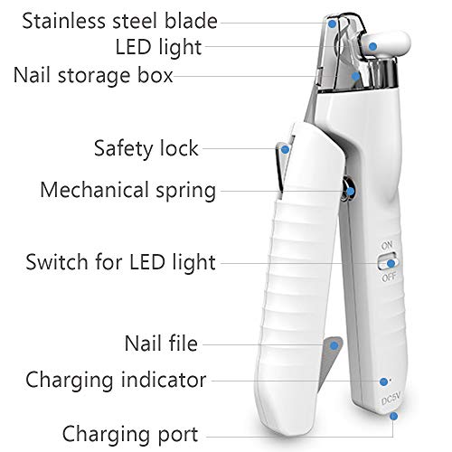 Aodesy Cat Dog Nail Clippers and Trimmer, Pet Nail Clippers with LED Light, Professional Pet Trimmer Dog Cat Pet Nail Clippers, Professional Grooming Tools Kit for Animals Claw Care