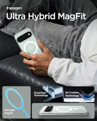 Image of Spigen Ultra Hybrid MagFit for Google Pixel 11 Pro XL Case, Clear White | Compatible with Pixelsnap, Anti-Yellowing, Air Cushion Tech, Military-Grade Drop Protection, Compatible with MagSafe