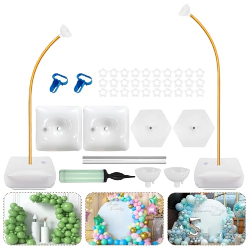 Sibosen Conjunto de arcos de balão, forma flexível e livre com base independente de enchimento de água, moldura ajustável de meio arco de balão e suporte para colunas para aniversários, casamentos