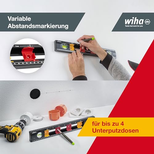 Wiha Wasserwaage Elektriker 40cm für Profis mit Markierungshilfe für Elektro Installationsarbeiten Abstandmarkierung Unterputzdosen +… – Ansicht 4