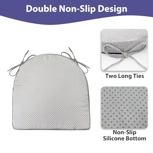 Image of IPYNBAP Chair Cushions for Dining Chairs, Kitchen Chair Cushions, 16'' x 16'' x 2'', Non Slip Indoor Seat Cushions, Chair Pads for Dining Chairs with Ties & Removable Cover, Set of 4, Light Grey