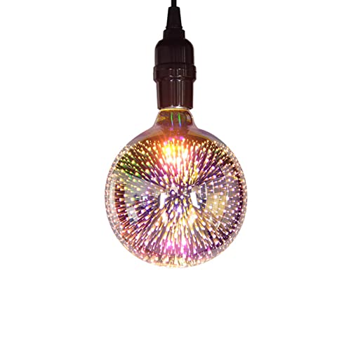 Ampoule LED 3D feux d'artifice en verre colore G125 pour lustre Edison