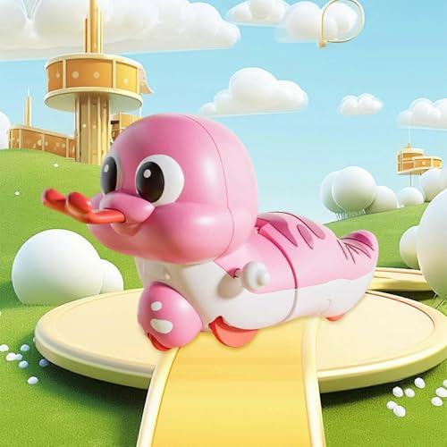 Image of Cute Wind-Up Duck Toy for Kids, Manual Clockwork Walking Duck, Colorful Cartoon Animal Toy for Toddlers & Children (Pink Duck)