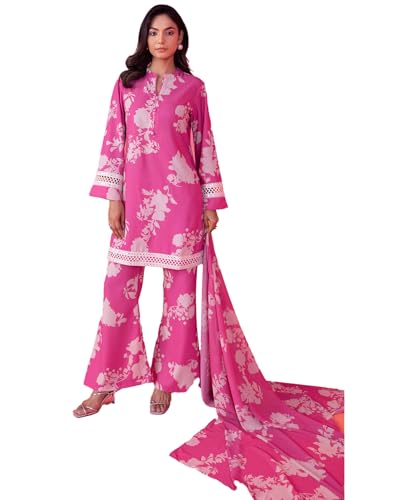 Image of LookMark Women's Cotton Blend Floral Printed Kurta With Palazzo & Dupatta Suitable for Every Indian Occasion