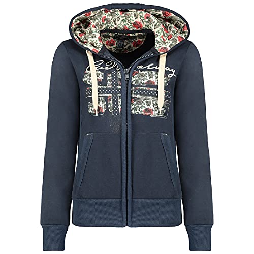 GEO NORWAY FABEAUTE Lady - Sudadera Mujer Capucha y Bolsillos - Sudadera de Mujer Sudadera Casual Chaqueta - Sudadera Hoodie Mujeres Cremallera Zip Tops Deportivo Comoda Marina - S Cover