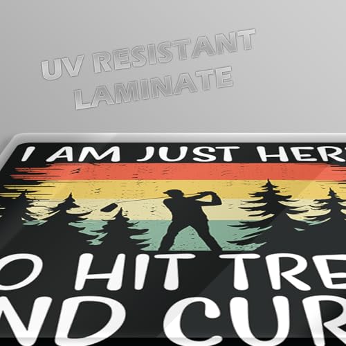Image of Funny Golf Stickers - 5 Inch Waterproof Vinyl Decals - Choose from 10 Humorous Designs - Perfect for Cars, Golf Carts, Laptops, Windows, Bumpers & More (Hit Trees and Curse)