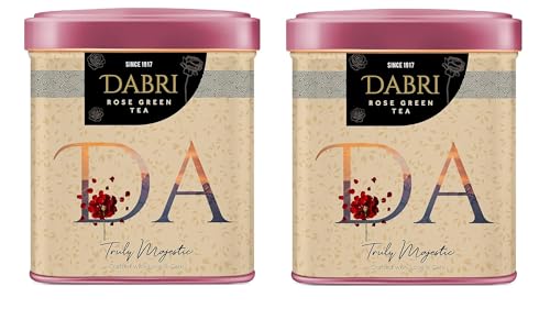 Image of Dabri Rose Green Tea Loose Leaves 80gm|Pack of 2 x 40gm Each Pouch| For Glowing Skin & Hair (Men & Women) | Natural Rose Petals | Antioxidant-Rich | Organic Blend | Relieves Stress & Manage Weight