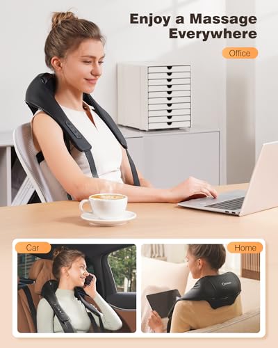 Image of KNQZE Cordless Neck Massager, 4D Shiatsu Neck and Shoulder Massager with Heat, 2025 Upgraded Heating, Lightweigh & Compact Massage Machine for Shoulder, Back, Gifts for Woman Parents Elderly