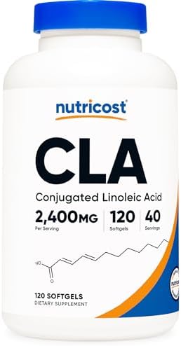 Nutricost CLA (Conjugated Linoleic Acid) 2,400mg, 120 Softgels – Gluten Free, Non-GMO, 800mg Per Softgel