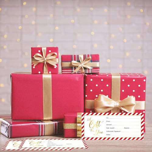 AnyDesign Pacote com 25 cartões de presente de Natal com carimbo de folha dourada Cupons clássicos d