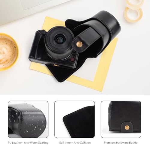 Funda MUZIRI para cámara Canon EOS R50 V en cuero PU negra miniatura 5
