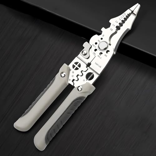 Image of REWOP Multi-function Plier Tools Made of Stainless Steel with 11 Screwdriver bits with Safety Hook, Bottle Opener, Multifunction Pliers for Outdoor Backpacking & Gifting. (Silver Wire Plier)