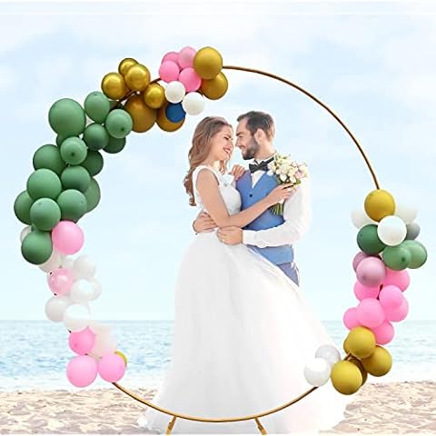 Golden Round Backdrop Stand Circle Wedding Arch Frame 6.7ft Aluminum Balloon Arch Kit for Wedding Graduation Birthday Party and Bridal Shower Photo Background Decoration Cover
